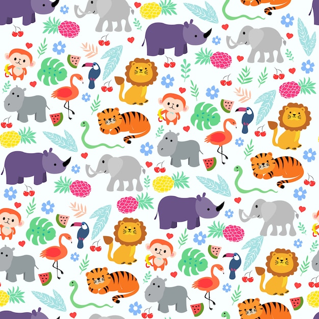 Print Jungle Animal White 