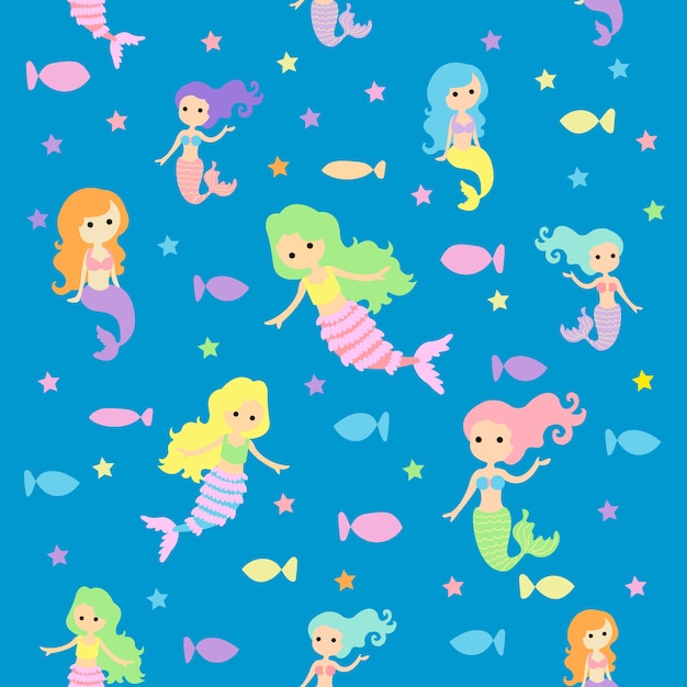 Download Print mermaid seamless pattern | Premium Vector