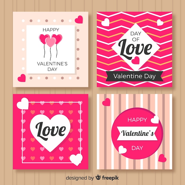 Print valentine card collection | Free Vector