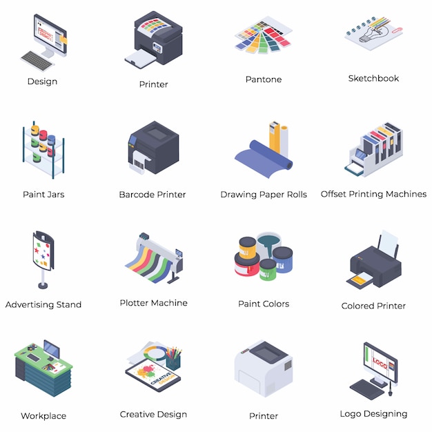 Download Free Printing And Graphic Designing Isometric Icons Premium Vector Use our free logo maker to create a logo and build your brand. Put your logo on business cards, promotional products, or your website for brand visibility.