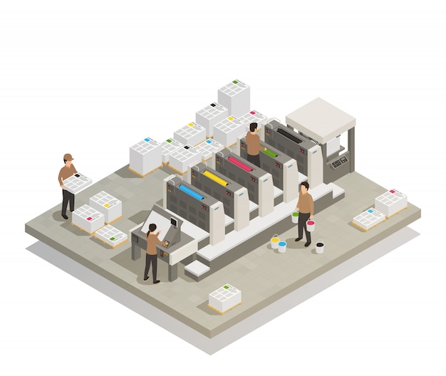 Printing production process isometric Free Vector