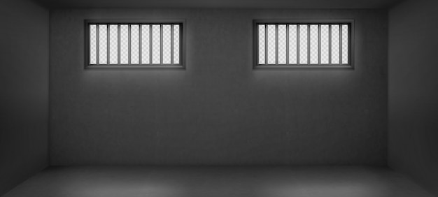 Free Vector | Prison cell with barred windows, empty jail interior with ...