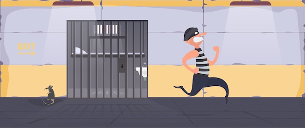 Premium Vector | A prisoner escapes from prison. escape the criminal ...