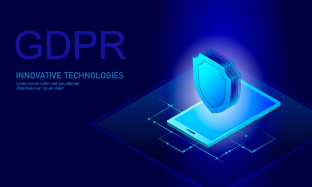 Privacy data protection law gdpr. data regulation sensitive information safety shield european union Premium Vector