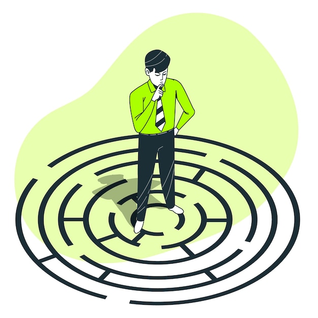 Problem solving (labyrinth) concept illustration Free Vector