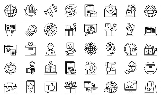 Premium Vector | Product manager icons set, outline style