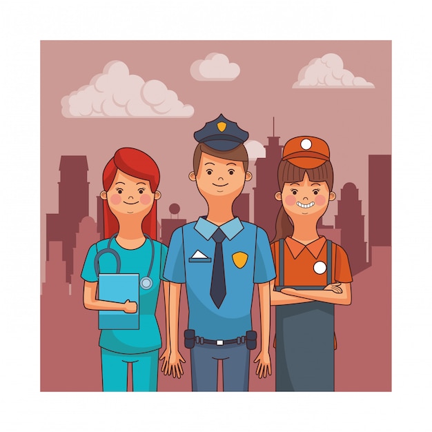 Profession and occupation avatars Premium Vector