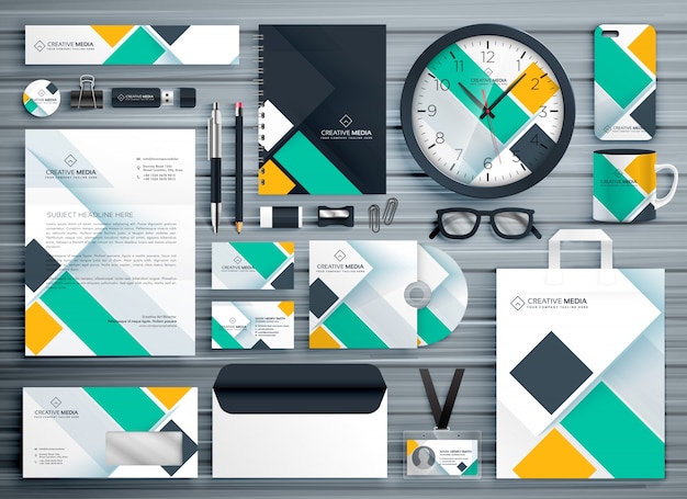 Professional business stationery template vector design Premium Vector