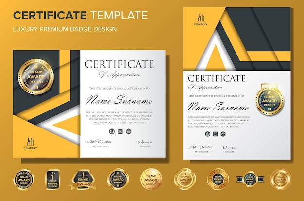 Premium Vector | Professional certificate background with badge