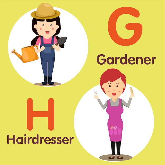 Professional Character Gardener And Hairdresser Premium Vector