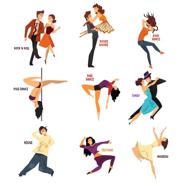 Premium Vector | Professional dancer people dancing, young man and ...