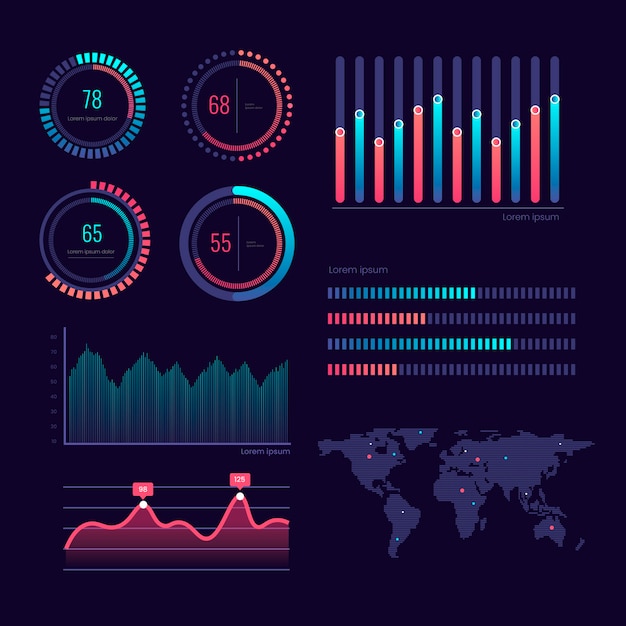 Free Vector | Professional dashboard element collection