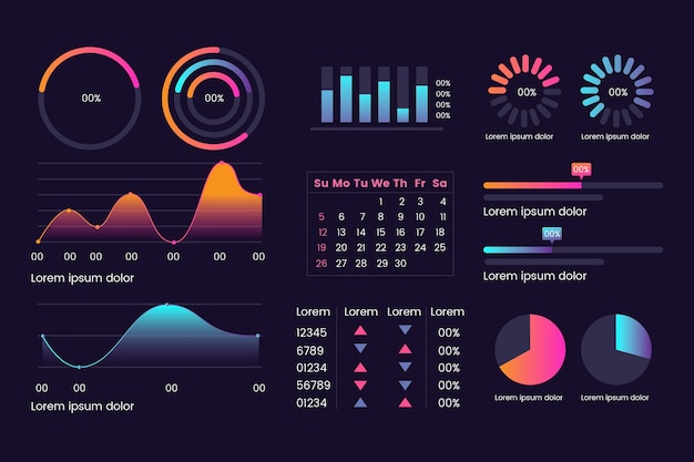 Free Vector | Professional dashboard element collection