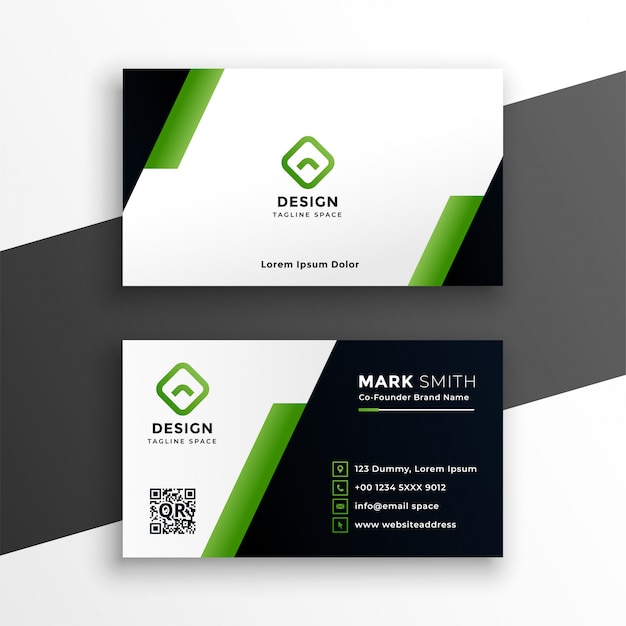 Professional geometric green business card template | Free Vector