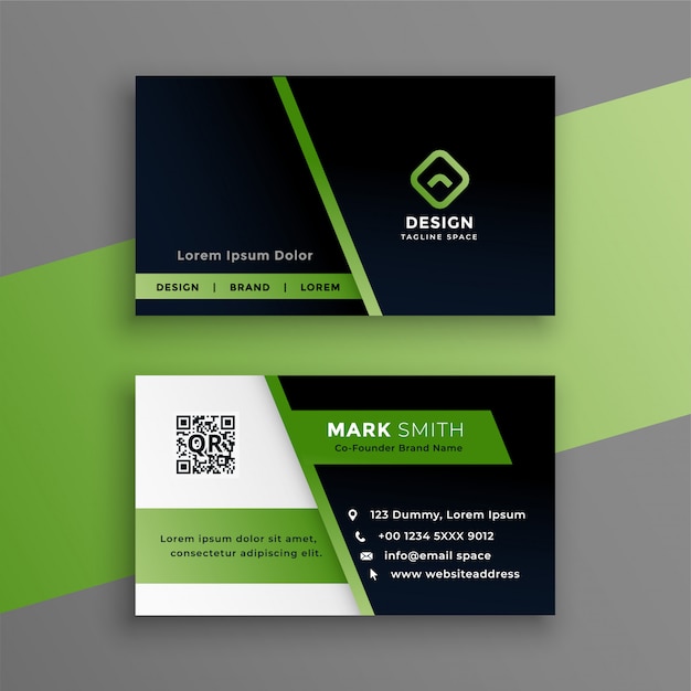 Professional green business card modern template | Free Vector