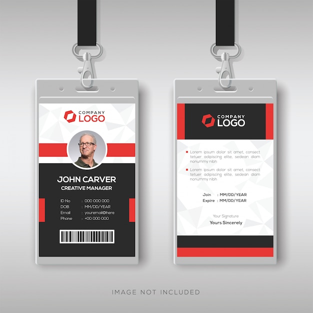 Premium Vector | Professional id card with red details