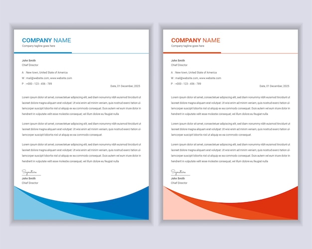  Professional modern business letterhead template design set.