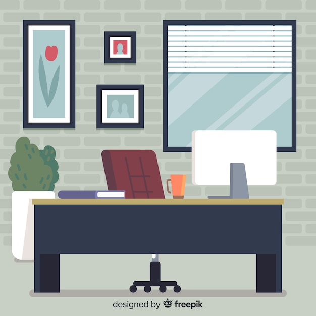 Free Vector | Professional office desk with flat design