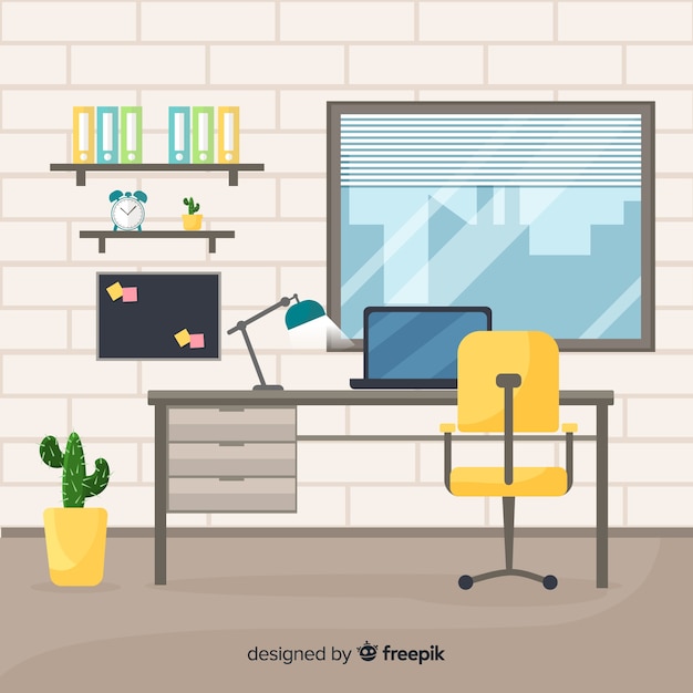 Professional office interior with flat\
design