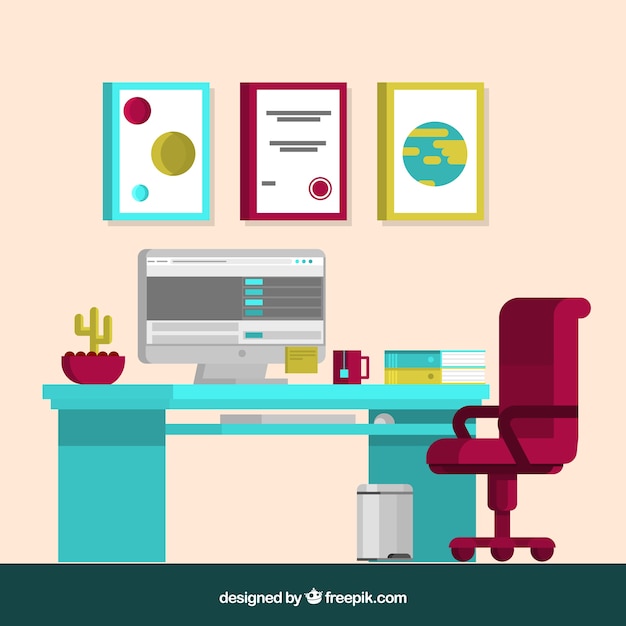 Free Vector | Professional office with colorful style