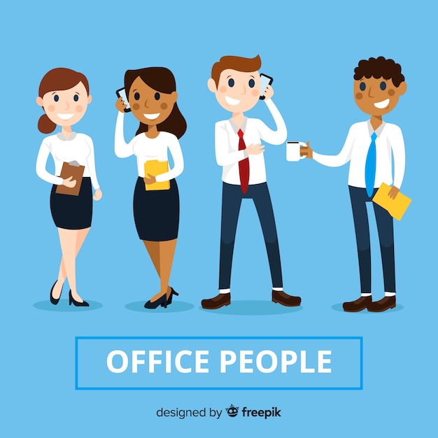 Professional office workers with flat design Free Vector