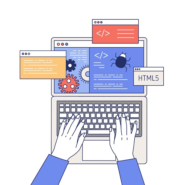 Premium Vector | Professional programming outline illustration