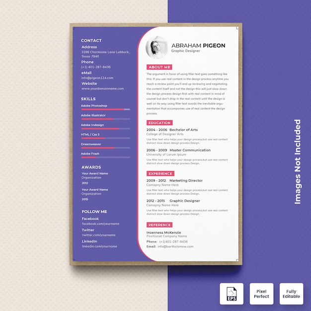 Premium Vector | Professional purple color cv resume template vector ...