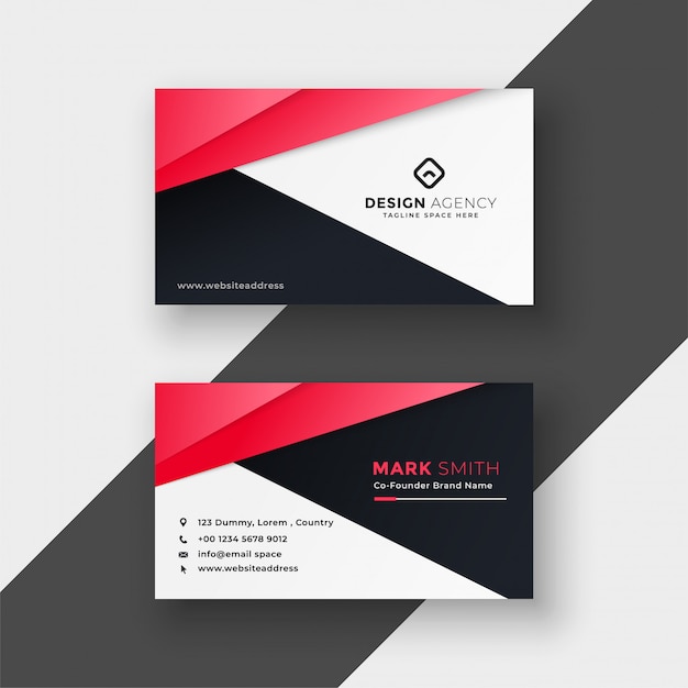 Professional red geometric business card\
design