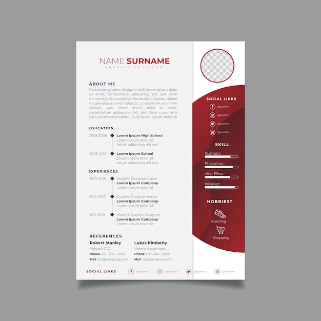 Premium Vector | Professional resume design template with minimalist style