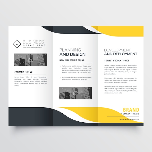 Free Vector Professional Yellow Black Modern Trifold Brochure Design