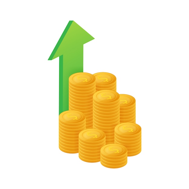 お金や予算の利益 現金と上昇グラフ矢印 ビジネスの成功の概念 プレミアムベクター