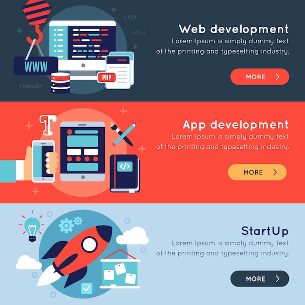 Download Free Vector | Program development banner set