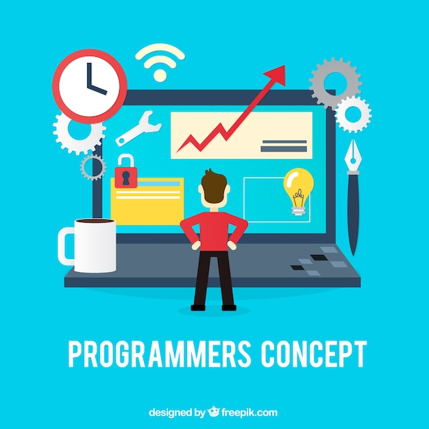 Programmers concept with flat design Free Vector