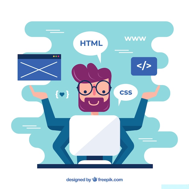 Programmers concept with flat design Free Vector