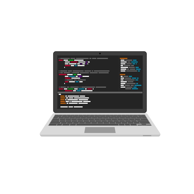 Programming and coding. website development on laptop.  illustration Premium Vector