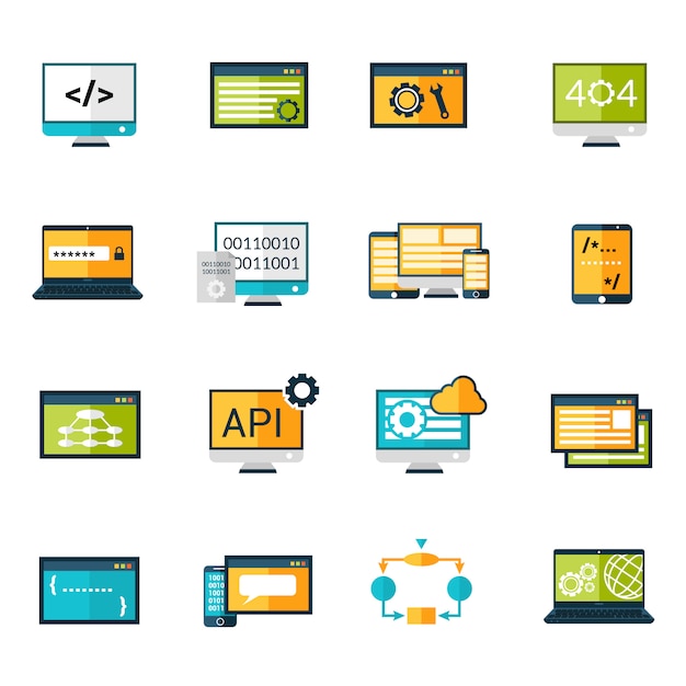 Premium Vector | Programming Icons Set