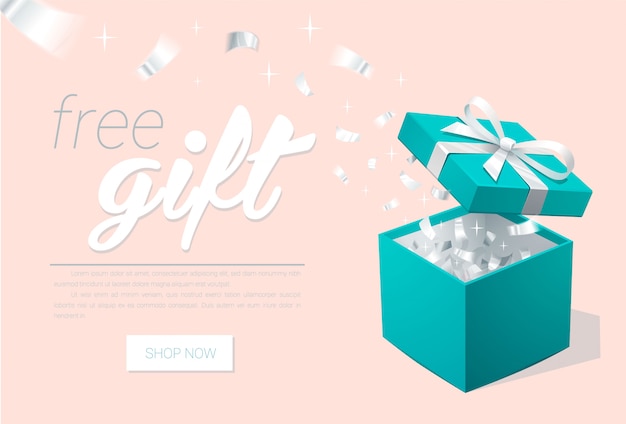 Download Free Promo Banner With Open Gift Box And Silver Confetti Turquoise Use our free logo maker to create a logo and build your brand. Put your logo on business cards, promotional products, or your website for brand visibility.