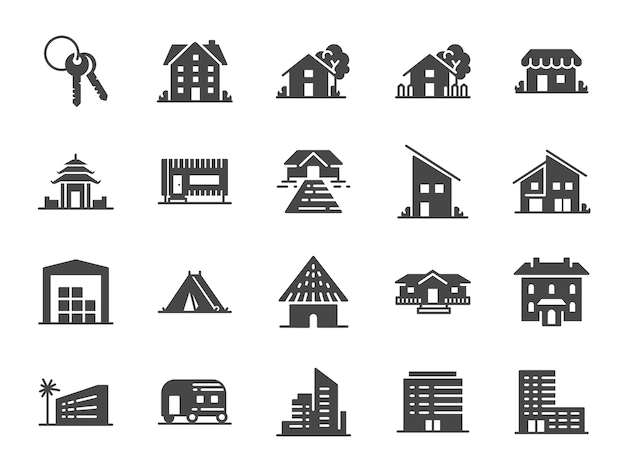 Property Icon Set Premium Vector