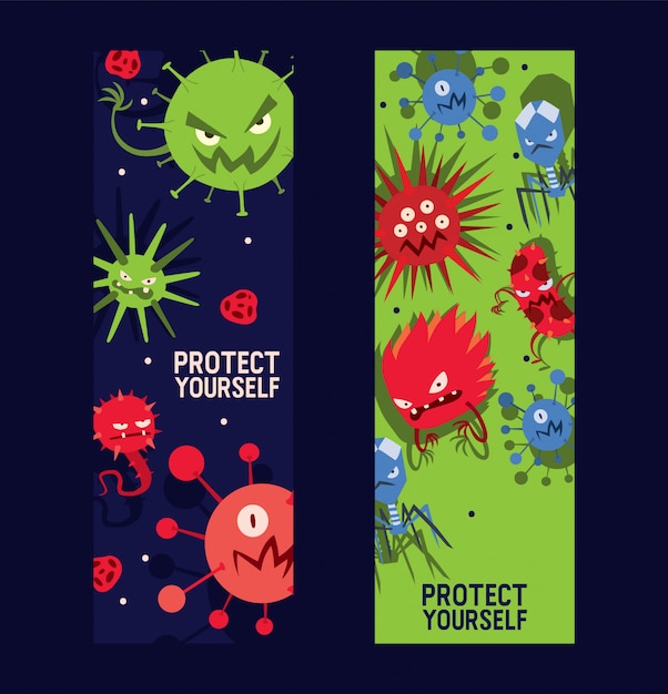 Download Free Protect Yourself Set Of Banners Vector Illustration Microbes Or Use our free logo maker to create a logo and build your brand. Put your logo on business cards, promotional products, or your website for brand visibility.