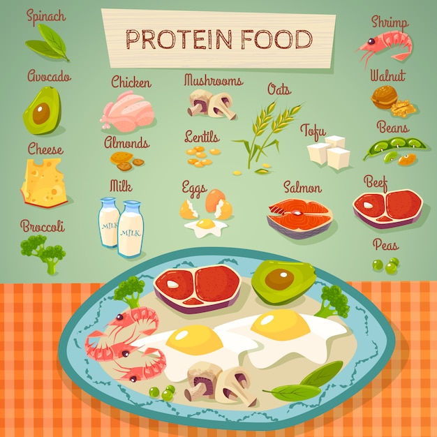 Free Vector | Protein food raw and cooked background