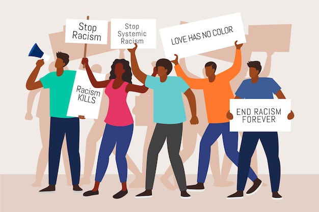 Free Vector | Protest against racism illustration