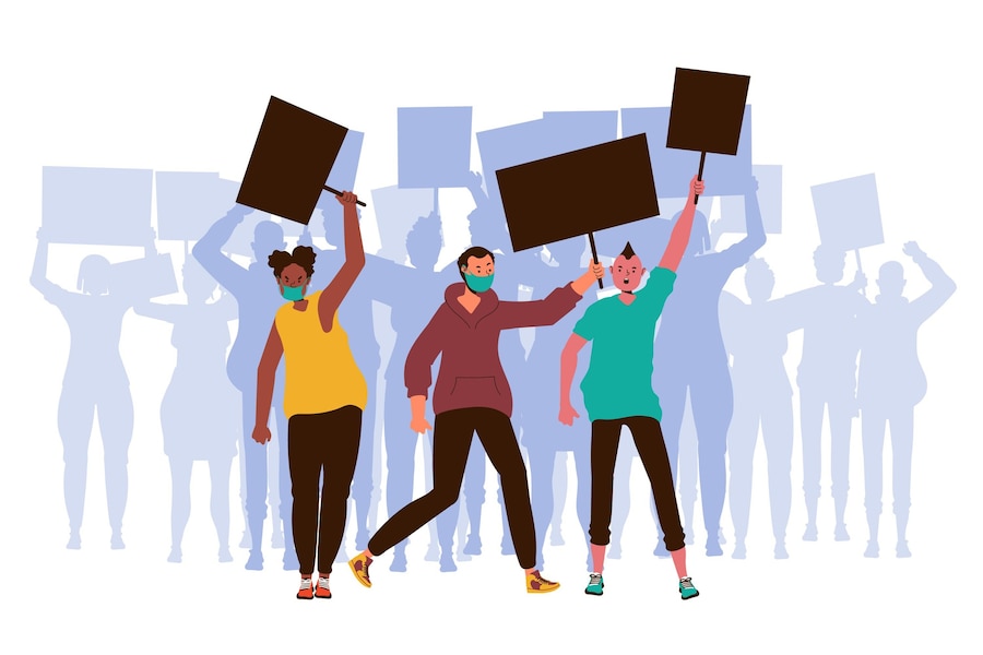 Free Vector | Protest against racism with people and placards