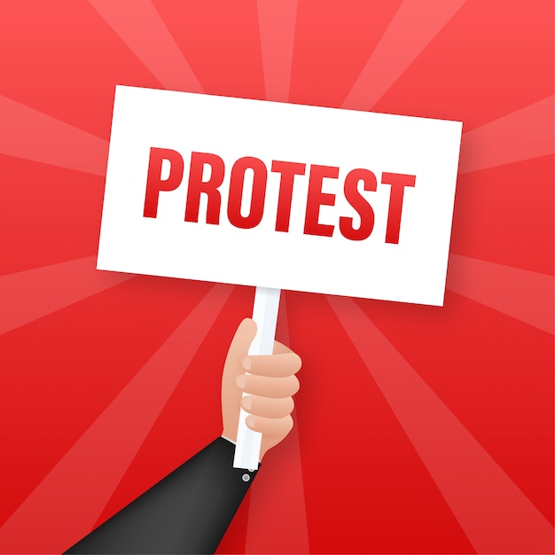 Premium Vector Protesters Hands Holding Protest Signs Illustration