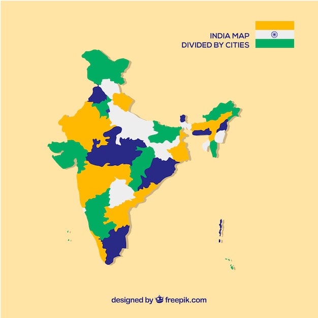 インドの州地図 プレミアムベクター