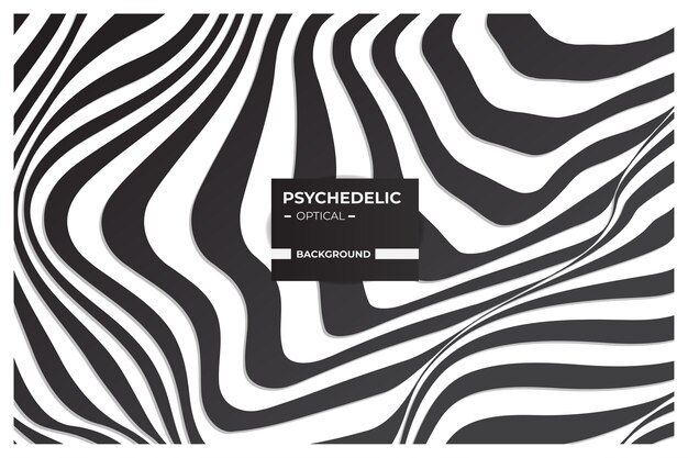 Premium Vector Psychedelic Optical Art Abstract Background In Black And White With Wavy Lines Pattern