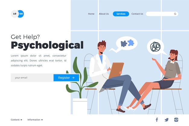 Free Vector | Psychological help - landing page