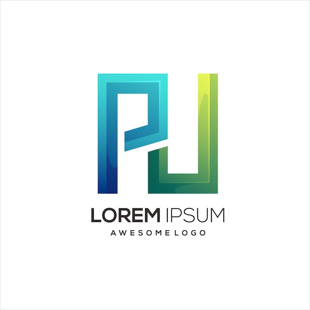 Premium Vector | Pu letter logo initial colorful illustration gradient