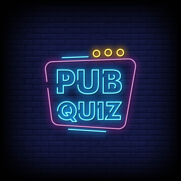 Download Pub quiz neon signs style text vector | Premium Vector