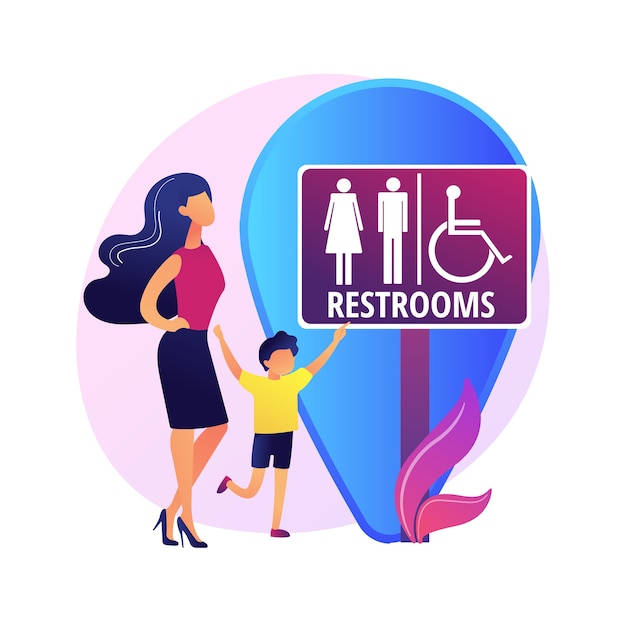 Free Vector | Public restrooms location. toilet sign, male and female