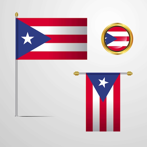 Download Premium Vector | Puerto rico waving flag design with badge ...